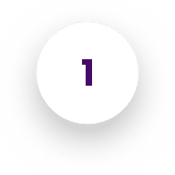 Circular button with a purple number '1' centered on a white face and a dark drop shadow.
